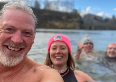 Having fun open water swimming