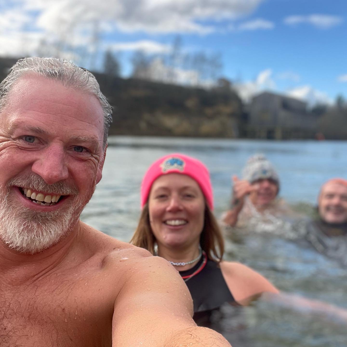 Having fun open water swimming